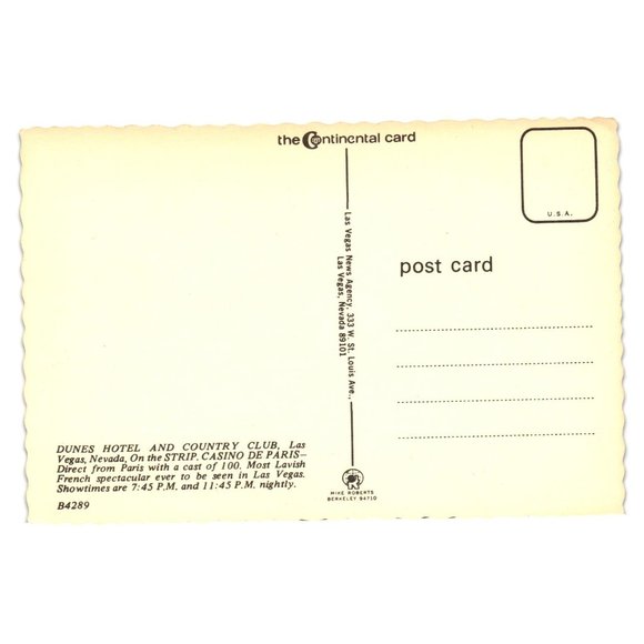 Vintage Postcard Dunes Hotel Country Club Casino De Paris Vacation French Show V - Picture 2 of 2